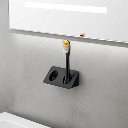 Zahnbürstenhalter für Philips Sonicare und Oral-B iO in Schwarz an der Wand ohne Bohren montiert